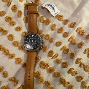 NWT Michael Kors Tan Leather Strap Watch with Black Dial